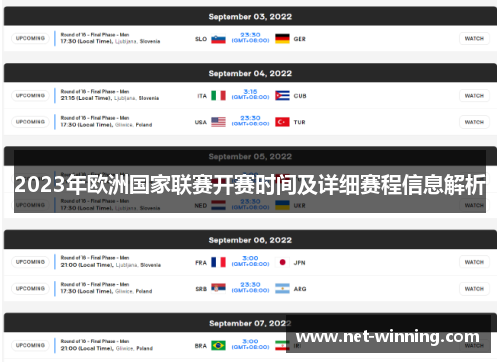 2023年欧洲国家联赛开赛时间及详细赛程信息解析